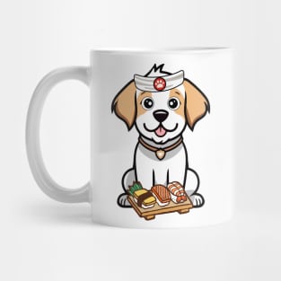 Funny happy dog is a sushi chef Mug